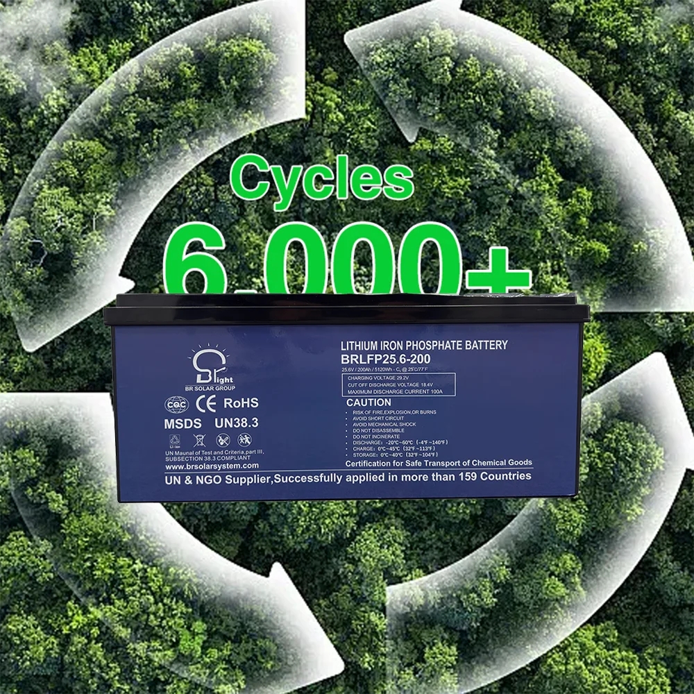 BR SOLAR Long Lifespan 12.8v Lithium Battery 12v 200ah Lifepo4 Battery for Home Energy Storage System