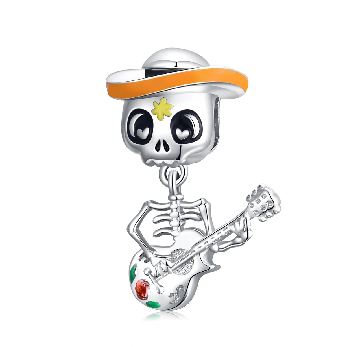 Halloween Skull Witch Pumpkin Enamel Charm Bead S925 Silver RoHS Rhodium Plated Skeleton Pendant Custom DIY Bracelet Bulk Supply