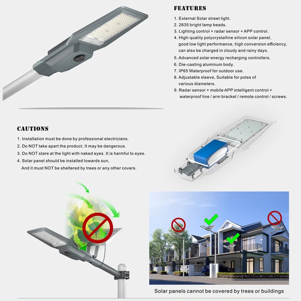 Remote Control Solar Led Light Outdoor 100W 200W 300W 400W Outdoor Waterproof Solar Street Lamp