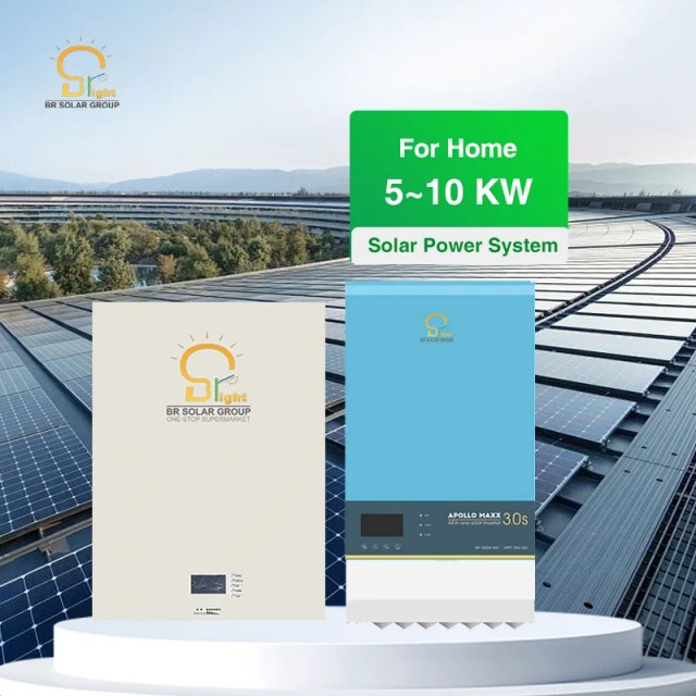 BR SOLAR BR 15KW Off-Grid Solar Home Power System with Lithium Ion Battery MPPT Pure Sine Wave Inverter Roof Mounting