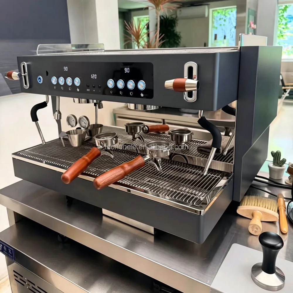 Zilong 9Bar Rotary Pump T3 System Multiple Boilers Double Groups Espresso Machine With Fully Mirror Stainless Steel Body