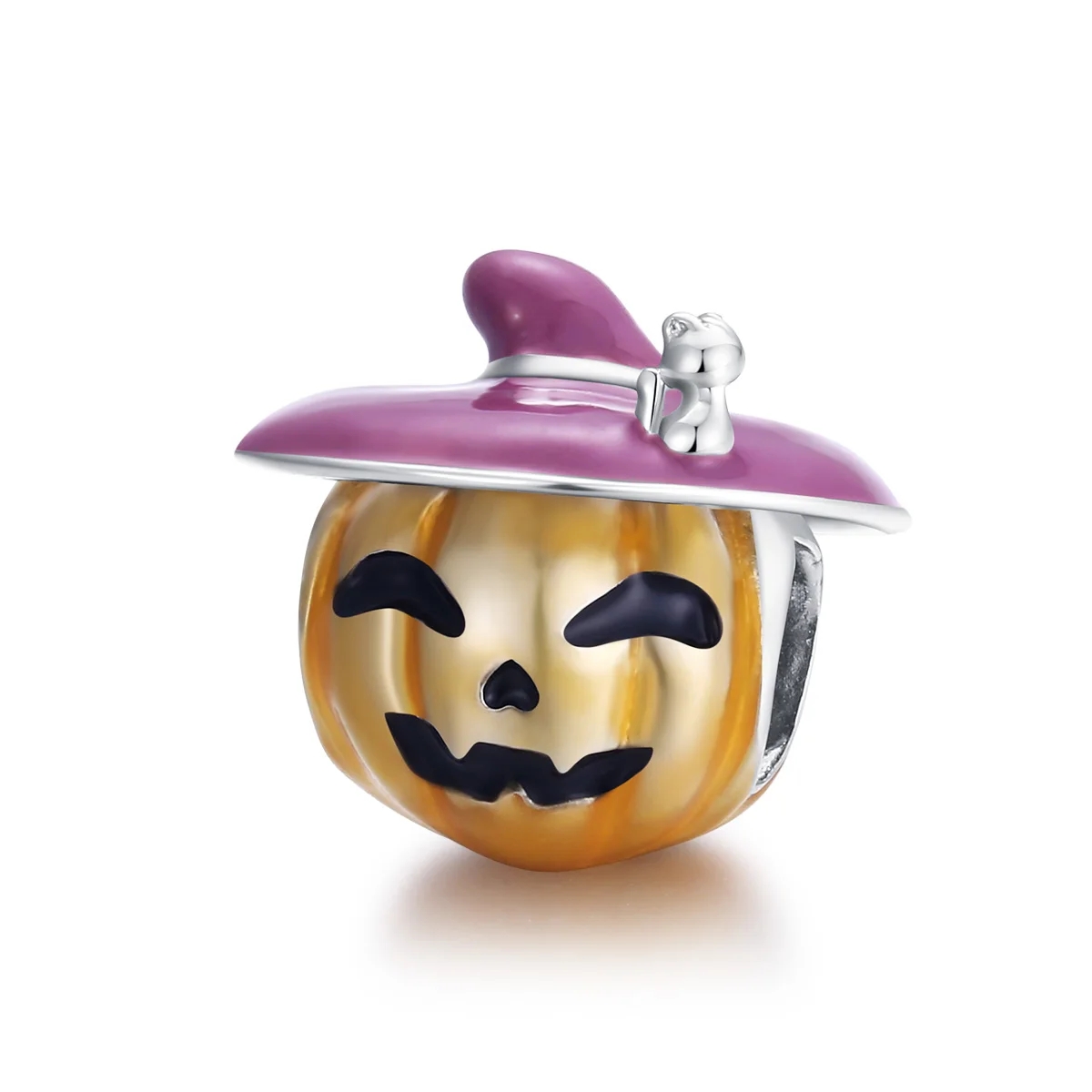 Halloween Skull Witch Pumpkin Enamel Charm Bead S925 Silver RoHS Rhodium Plated Skeleton Pendant Custom DIY Bracelet Bulk Supply
