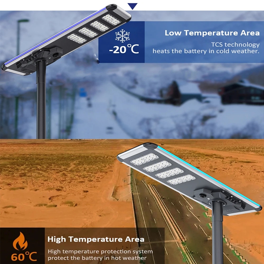 11000LM Streetlight Outdoor Project 120AH Integrated Road Lamp Engineering All in One Outdoor LED Solar Street Light