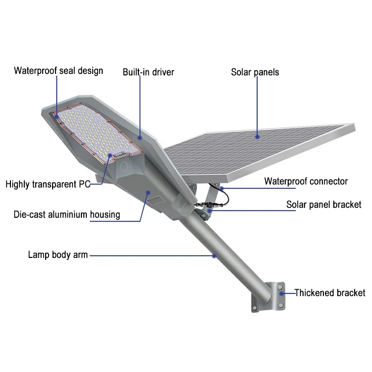 High Lumen Outdoor Waterproof Ip66 Aluminum 100w 200w 300w 400w Solar Led Street Light