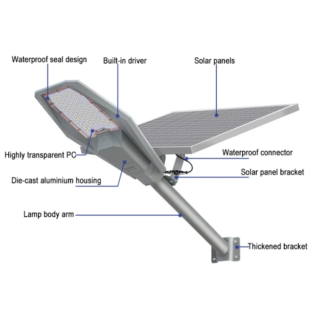High Lumen Outdoor Waterproof Ip66 Aluminum 100w 200w 300w 400w Solar Led Street Light