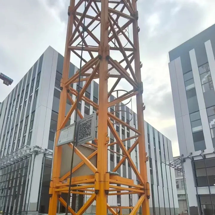 Grúa torre Zoomlion modelo 6010 usada, de cabezal plano, 6 toneladas, pluma de 60 m, motor PLC de alta eficiencia, alto momento de carga, certificación CE.