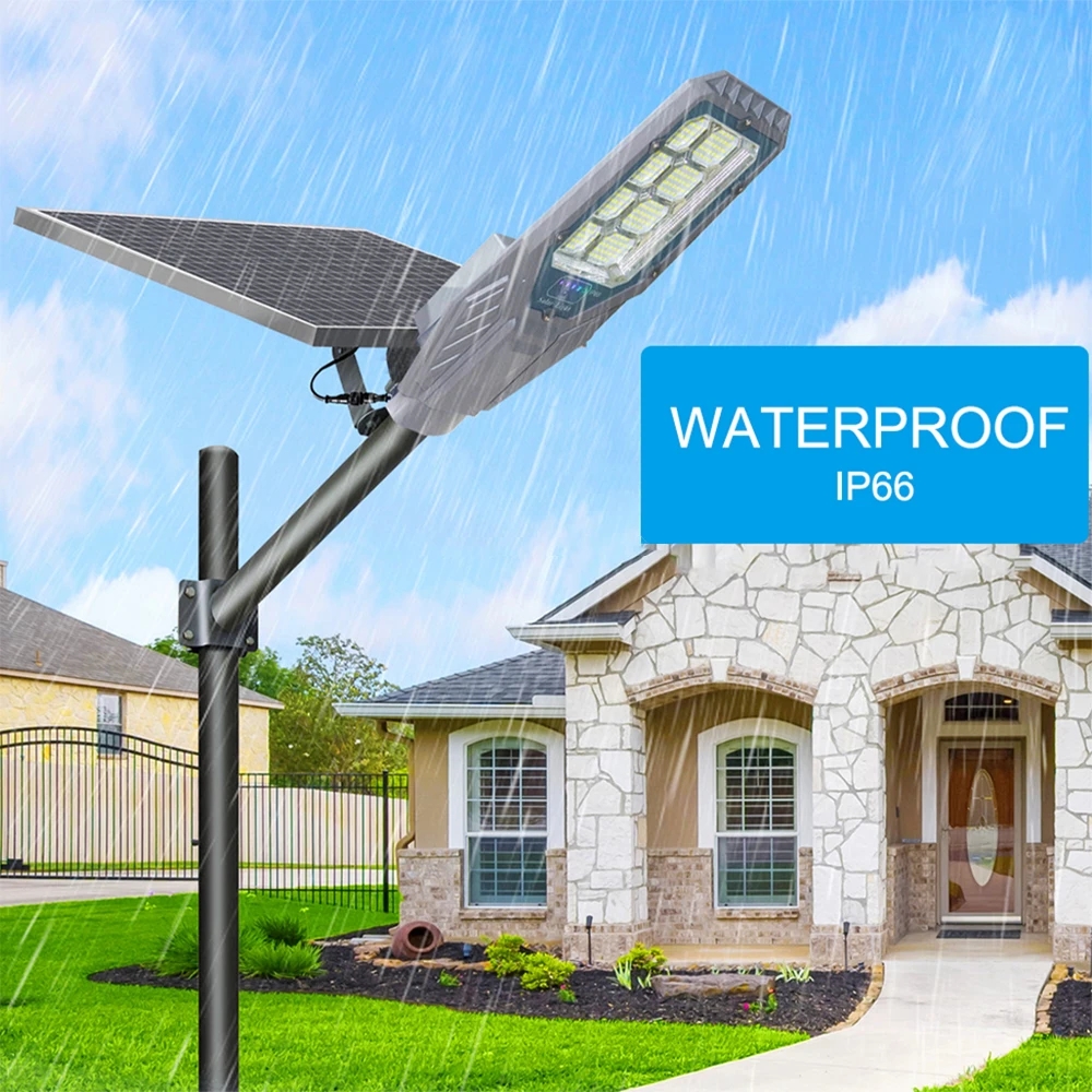 Outdoor Solar LED Street Light with Aluminum & Glass IP66 Waterproof Dustproof High Brightness Energy-Saving for Road Use