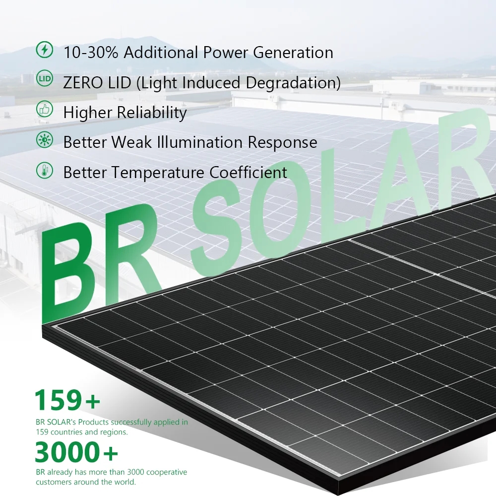 BR SOLAR N-type Mono Paneles Solares 550W 600W Half Cell PV Modules for Outdoor Solar Power Generation