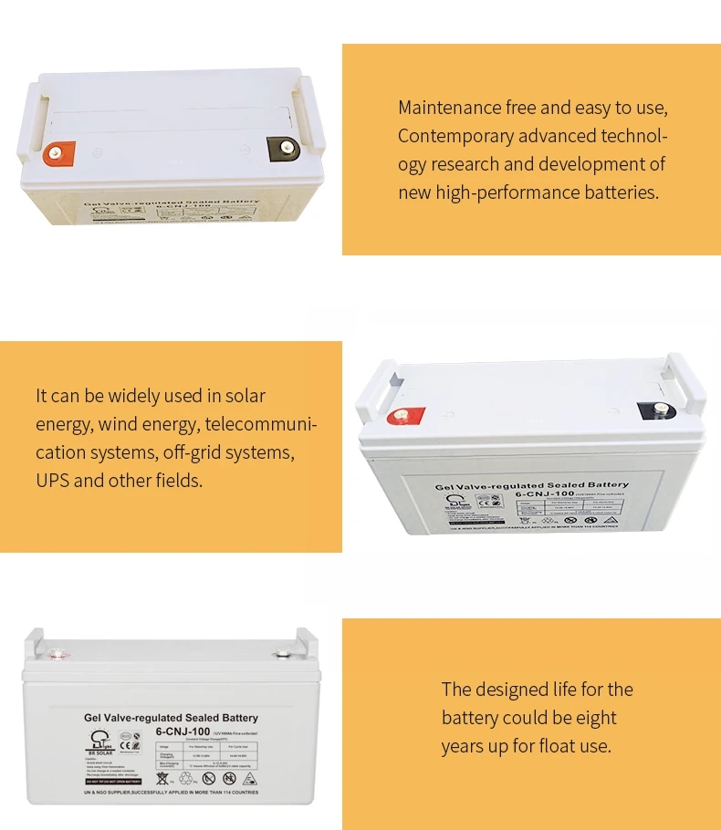 Deep Cycle 12V Graphene Sealed Gel Battery 200AH for Solar UPS Backup Power CE Certified Free Maintenance