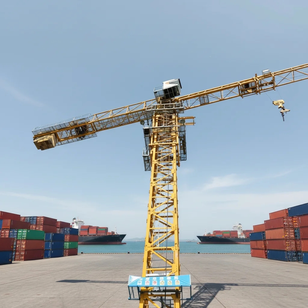 Grúa torre Zoomlion modelo 6010 usada, de cabezal plano, 6 toneladas, pluma de 60 m, motor PLC de alta eficiencia, alto momento de carga, certificación CE.
