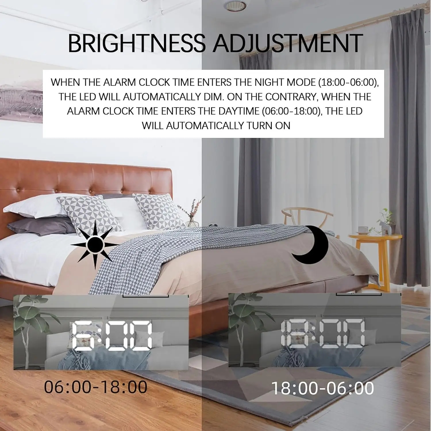 LED متعدد الوظائف غفوة عرض الأبيض منبه للطاولة ساعة رقمية مرآة حديثة ساعة منبه LED مصباح طاولة الضوء الأبيض