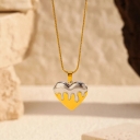 Two Tone Heart Pendant Necklace 18K Gold Plated Stainless Steel Melting Heart Snake Chain Necklace Tarnish Free