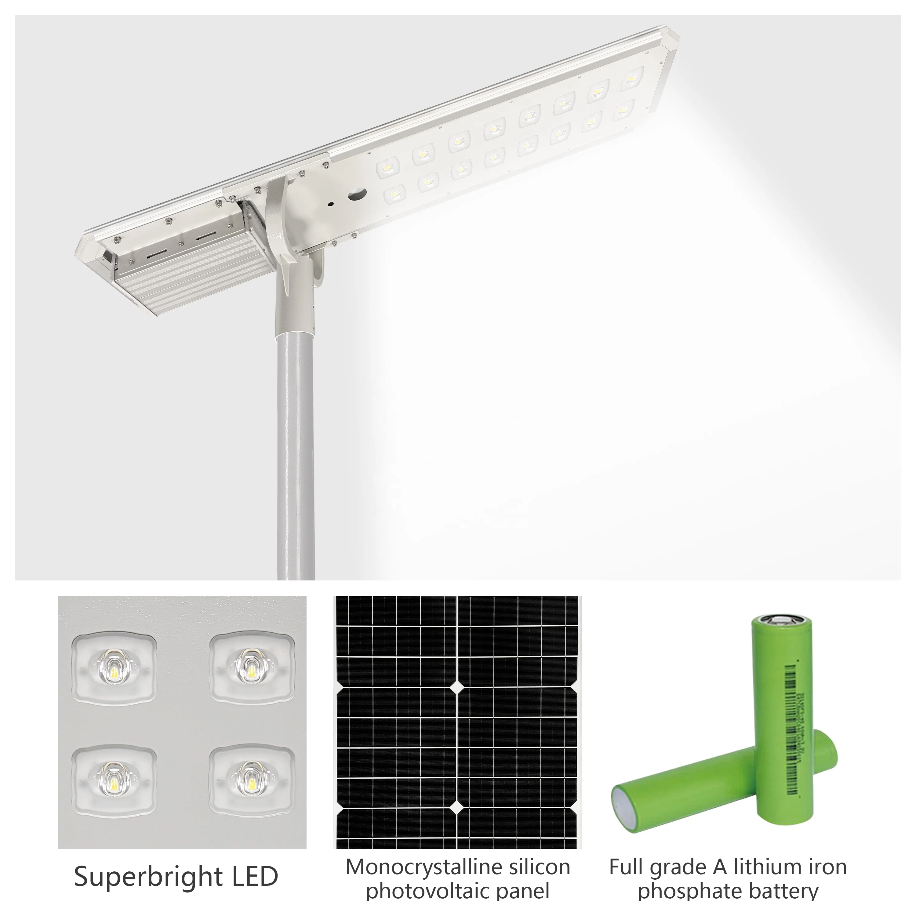 6000k Lumen Per Watt 100W IP65 Aluminum Outdoor Solar Street Lamp with High Brightness LED Lighting for Highway/ Road /garden