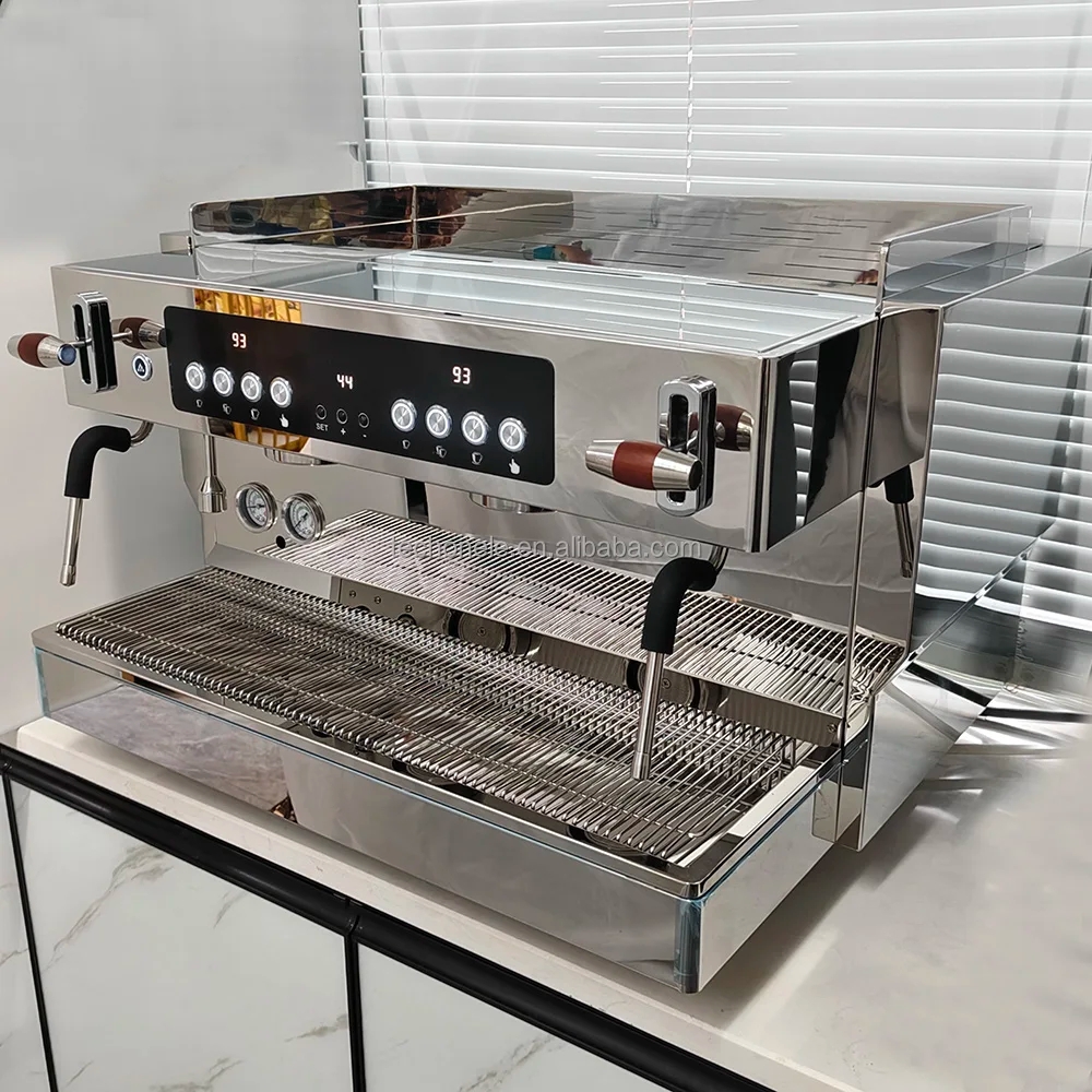 Zilong 9Bar Rotary Pump T3 System Multiple Boilers Double Groups Espresso Machine With Fully Mirror Stainless Steel Body