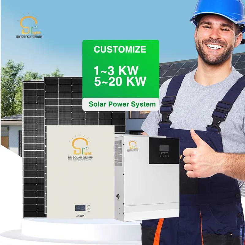 BR SOLAR Hybrid PV Generation Solar System 5KW 10KW Off-Grid Home Storage with Battery Monocrystalline Silicon MPPT Controller