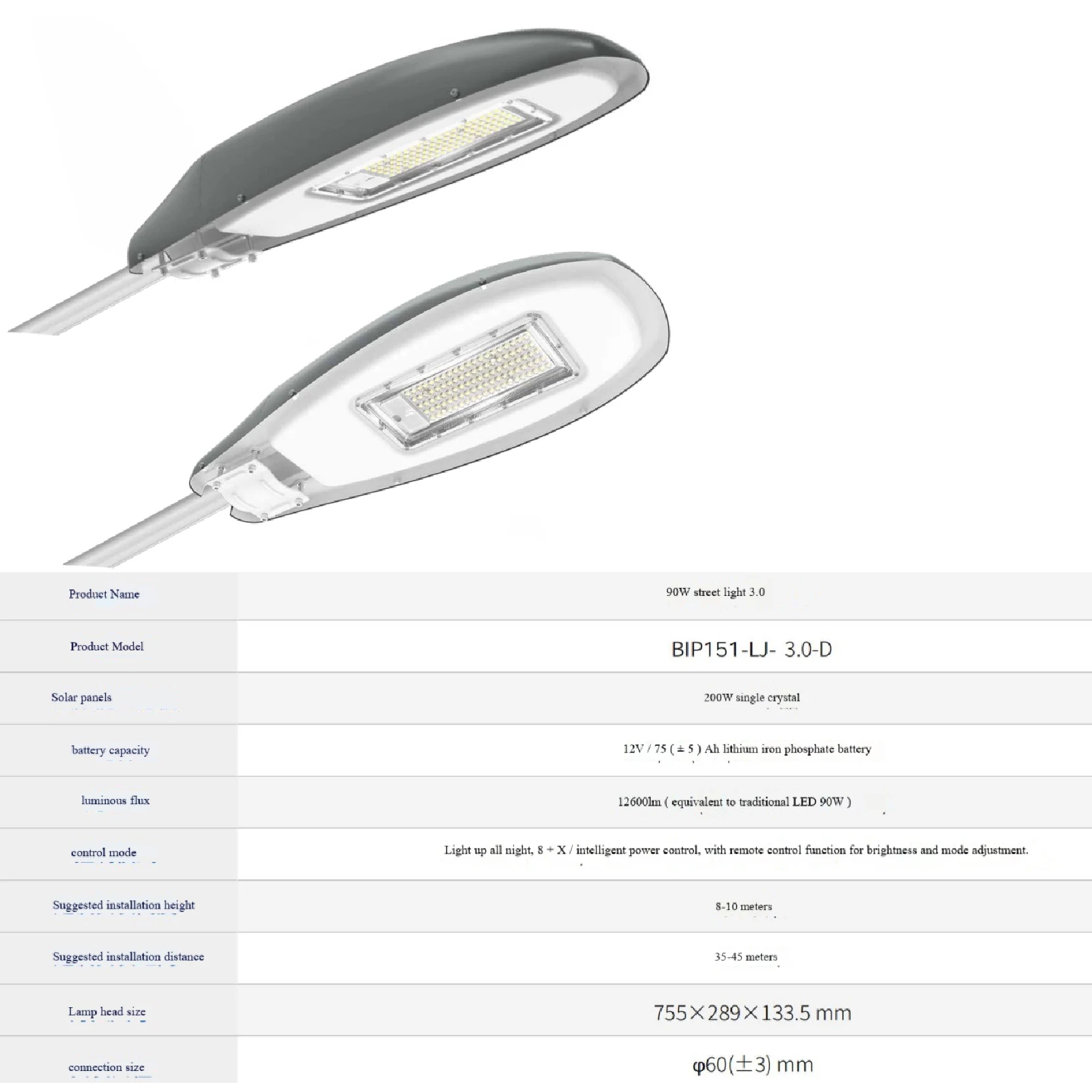 Aluminium Solar LED Street Light with Remote Control 100w 200w 300w IP65 Waterproof Split Street Lamp with Pole