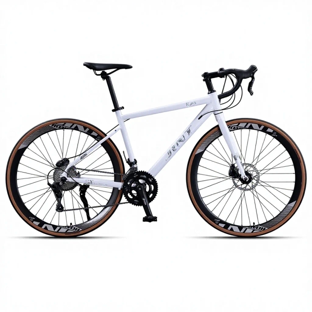 Bicicleta de Carretera 700C Cuadro de Aluminio, Manillar de Caída, 27 Velocidades, Frenos de Doble Disco, Horquilla Rígida
