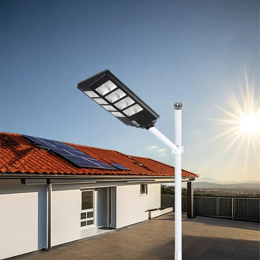 High Power Waterproof Integrated Street Lamp Head LED Solar Outdoor Garden Light with Security Induction for Rural Areas