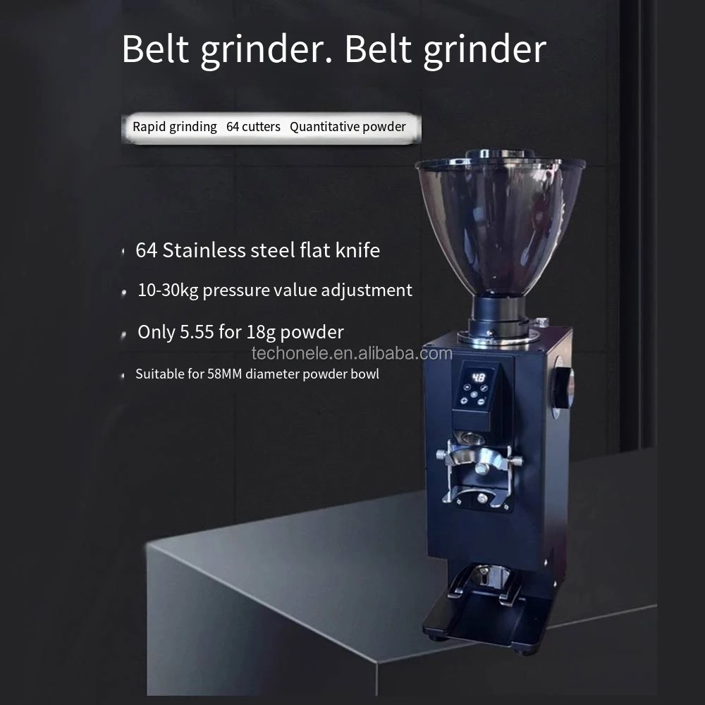 Zilong Professional Electric Commercial Coffee Grinder Titanium Alloy Burr Automatic Tamper 1000g Capacity for Hotel Car Use