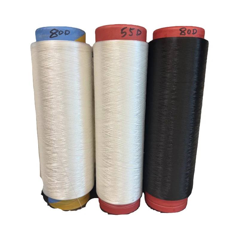 工厂供应原白包芯涤纶氨纶 PBT 尼龙纤维 55D/24F 75D/24F 实心长丝填充纺纱